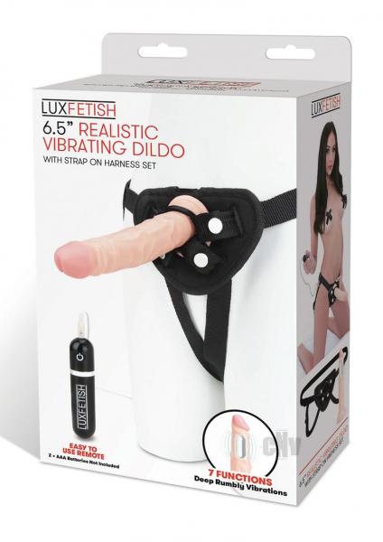 Lux Fetish Realistic 6.5 Inches Vibrating Dildo, Harness