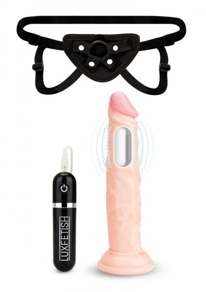 Lux Fetish Realistic 6.5 Inches Vibrating Dildo, Harness