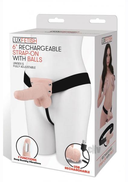 Lux F Recharge Strap On W/Balls 6 Flesh