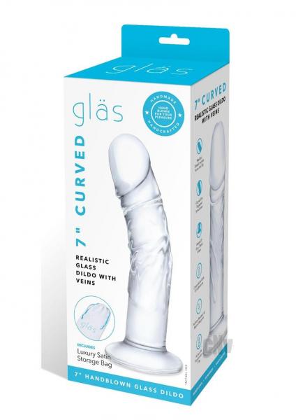 Curved Realist Dildo W/Veins 7 Clear