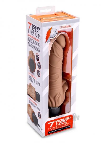 Pc Realistic Vibe W/Clit Stim 7 Mocha