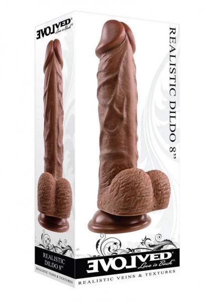 Evolved Realistic Dildo With Balls 8 In. Dark