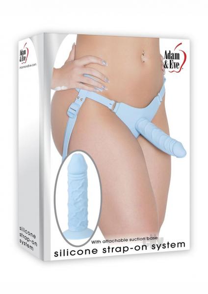 Silicone Strap On Dildo System Blue O/S
