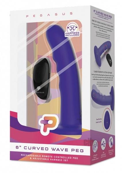 Pegasus 6 Inches Curved Wave Peg Harness & Remote Purple