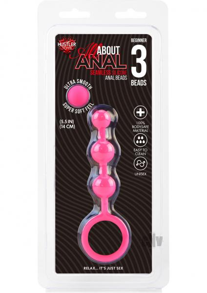 All About Anal Silicone Anal Beads 3 Balls Pink