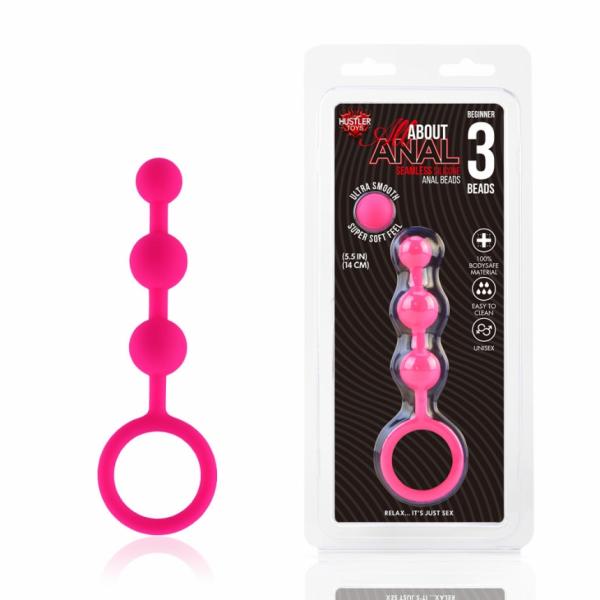 All About Anal Silicone Anal Beads 3 Balls Pink