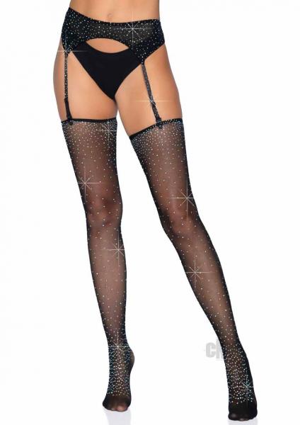 Rhinestone Garter/Stocking 2pc Os Black