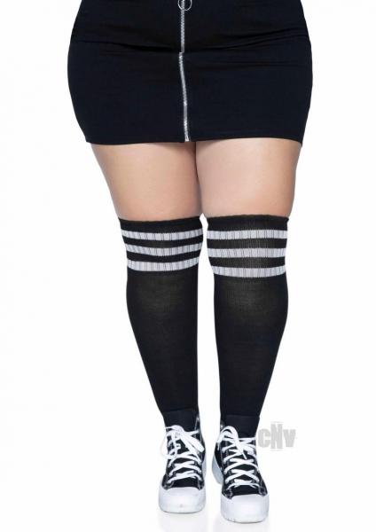 Over The Knee Athl Socks 1x/2x Blk/Wht