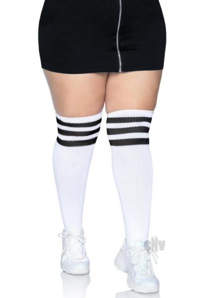 Over The Knee Athl Socks 1x/2x Wht/Blk