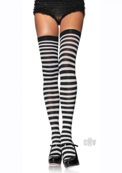Nylon Stocking W/Stripe 1x 2x Blk/Wht