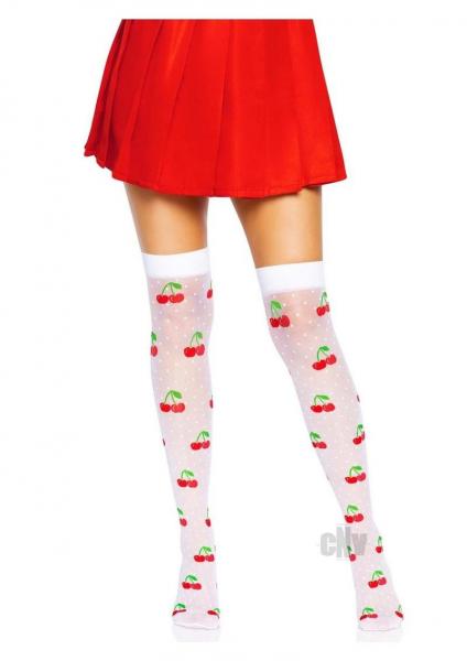 Spandex Dot Cherry Thigh Os Wht/Red