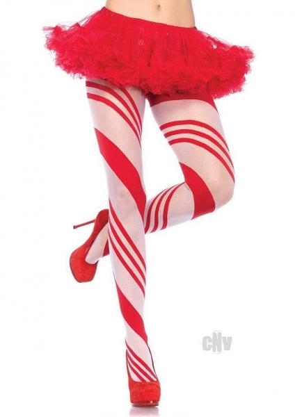 Spandex Candy Striped Hose Os Red/Wht