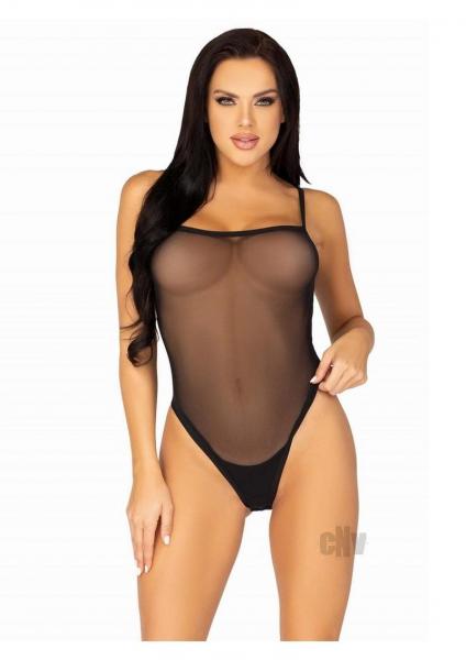 Snap Crotch Cami Bodysuit Thong S/M Blk