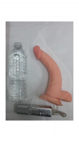 All American Whoppers 8 Inches Vibrating Dong & Universal Harness Beige