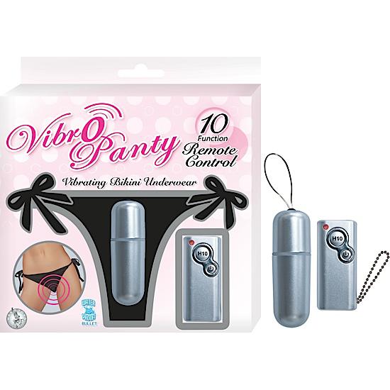 Vibro Panty Bikini 10 Function Remote Control Waterproof O/S Black
