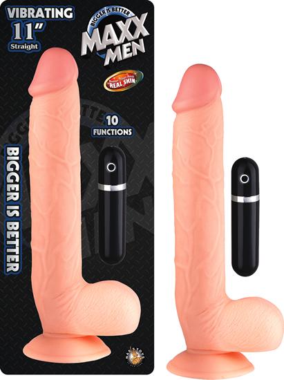 Maxx Men Vibrating 11 Inches Straight Dong Beige