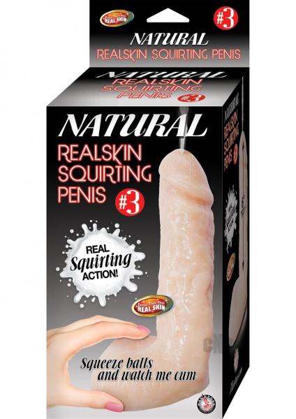 Natural Realskin Squirting Penis 03 7.5 Inches Dildo Beige