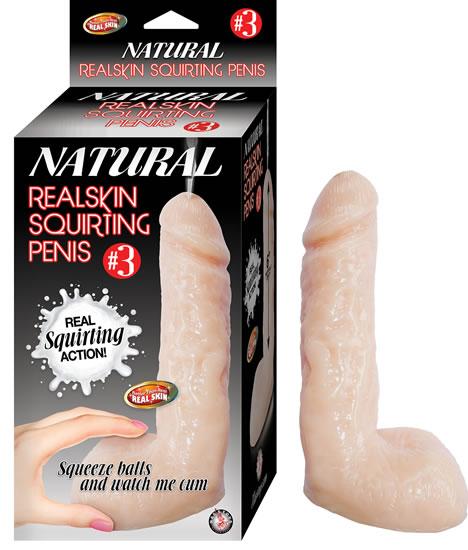 Natural Realskin Squirting Penis 03 7.5 Inches Dildo Beige