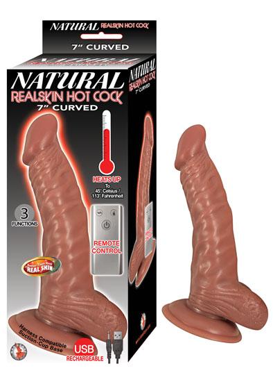 Natural Realskin Hot Cock Curved 7 Inches Brown Dildo