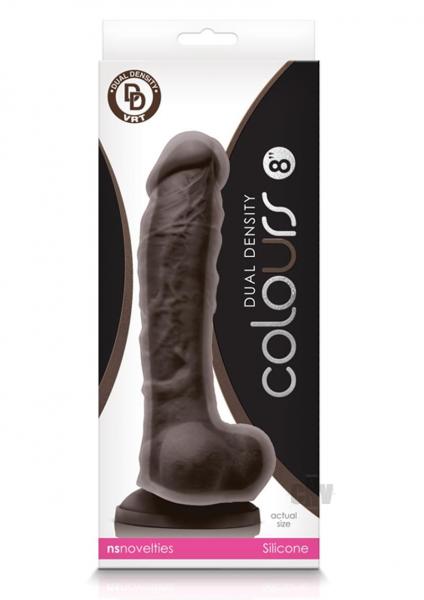 Colours Dual Density 8 Inches Dark Brown Dildo