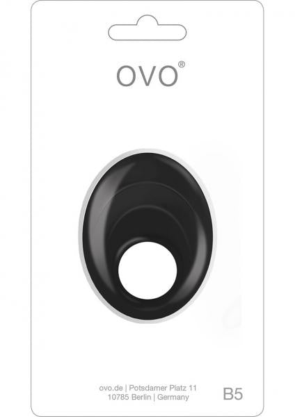 Ovo B5 Silicone Cock Ring Waterproof Black And Chrome