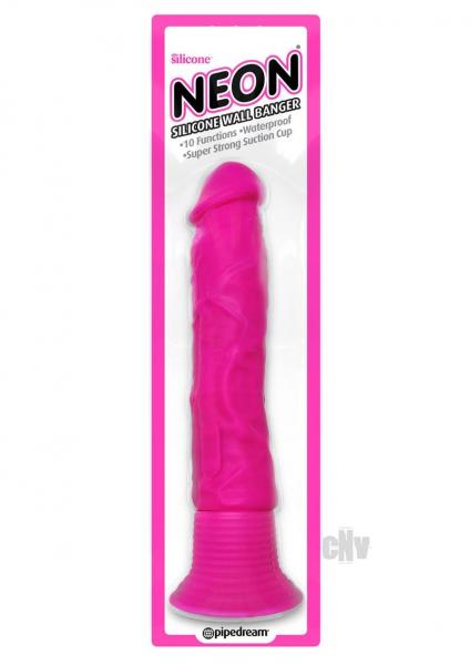 Neon Luv Touch Wall Banger Pink Vibrating Dildo