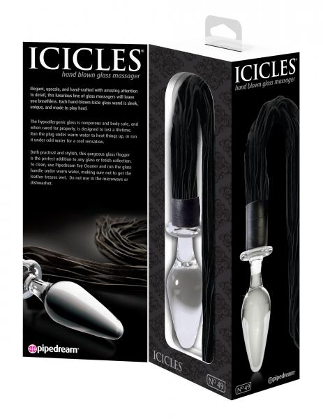 Icicles No 49 Glass Anal Plug With Flogger 23.5 Inch