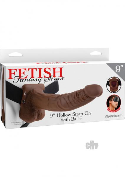 Fetish Fantasy 9 Inches Hollow Strap On Balls Brown