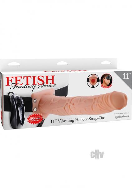 Fetish Fantasy 11 Inches Vibrating Hollow Strap On Beige