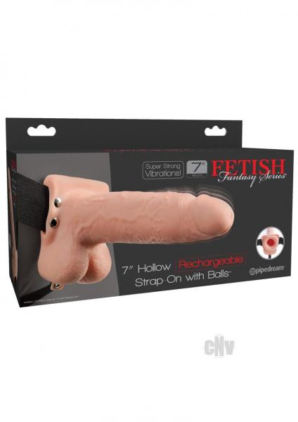 Fetish Fantasy 7 Inches Hollow Strap On With Balls Beige
