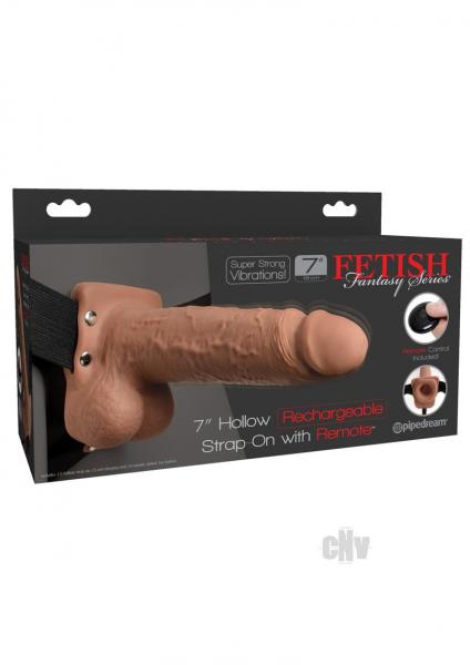 Fetish Fantasy 7 Inches Hollow Rechargeable Strap On Tan