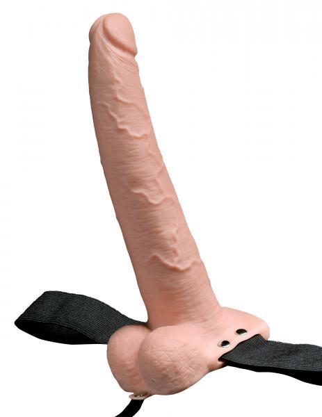 Fetish Fantasy 9 Inches Hollow Rechargeable Strap On With Balls Beige