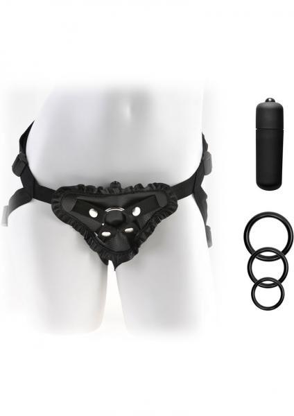 Fetish Fantasy Leather Lovers Vibrating Harness Adjustable Black