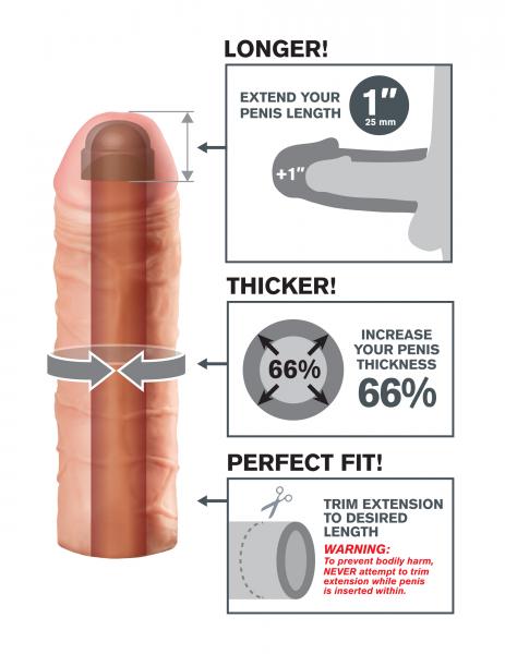 Fantasy X Tensions Mega 1 Inch Penis Extension Beige