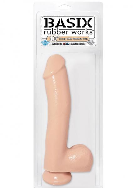 Basix Rubber Works 10 Inches Dong Suction Cup Beige