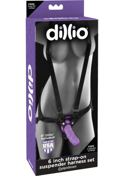 Dillio 6 Inches Strap On Suspender Harness Set Purple