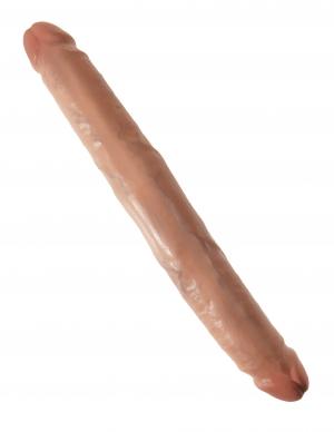 King Cock 12" Slim Double Dildo Tan