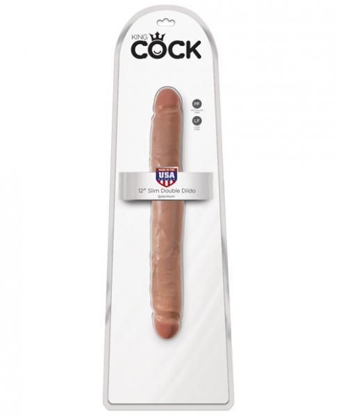 King Cock 12" Slim Double Dildo Tan