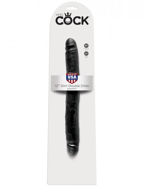 King Cock 12" Slim Double Dildo Black