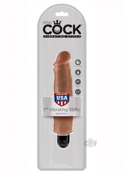 King Cock 7 Inches Vibrating Stiffy Tan Dildo
