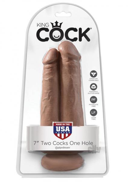 King Cock 7 Inches Two Cocks One Hole Dildo Tan