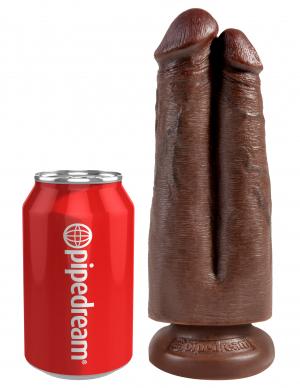 King Cock 7in Two Cocks One Hole Brown