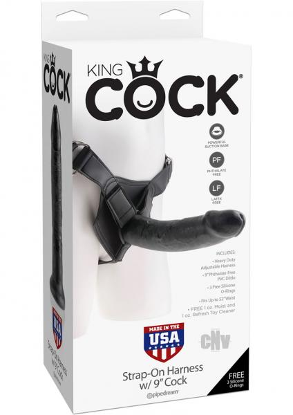 King Cock Strap On Harness 9 Inches Cock Black