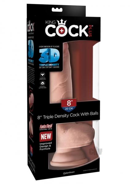 King Cock Triple Density 8 Inches Cock, Balls Beige Dildo