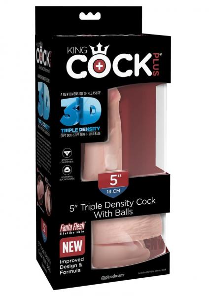 King Cock Triple Density 5 Inches Dildo With Balls Beige