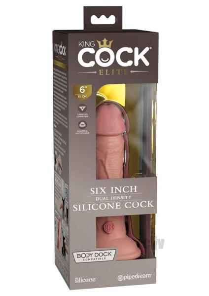 King Cock Elite Silicone Dual Density Cock 6 In. Light