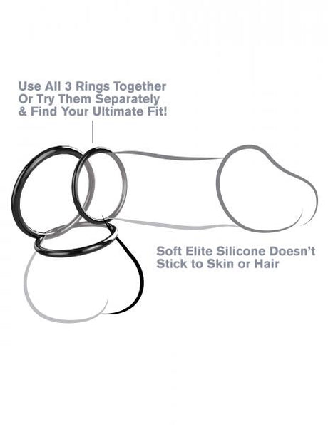 Fantasy C Ringz Silicone 3 Ring Stamina Set Black