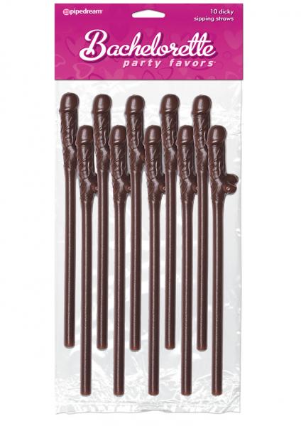 Bachelorette Party Favors Dicky Sipping Straws Brown 10pc.