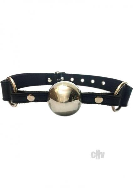 Rouge Black Leather Ball Gag With Silver Ball