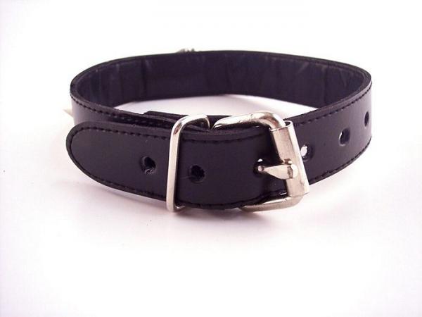 Rouge Leather O Ring Studded Collar Black